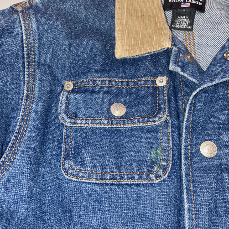 Polo Jeans Company De Colección Cuello Pana Jean Chaqueta Juvenil Niño Pequeño Talla 7 Azul Foto 4 de 4
