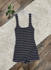 Zara Small Multicolor Knit Jacquard Square Neck Body-Hugging Jumpsuit Romper