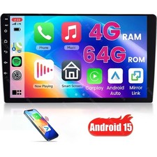 Android 15 4 64G Carplay Car Stereo Radio GPS Navi WIFI Touch Screen Double 2Din