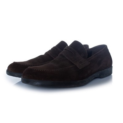 Fratelli Rossetti, Pennyloafer Aus Braunem Wildleder Männlich Braun 41.5