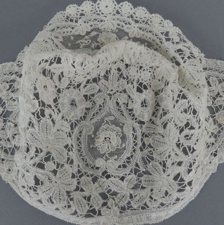 Antique 19th Century Handmade CHILD'S CAP Brussels Bobbin POINT de GAZE LACE