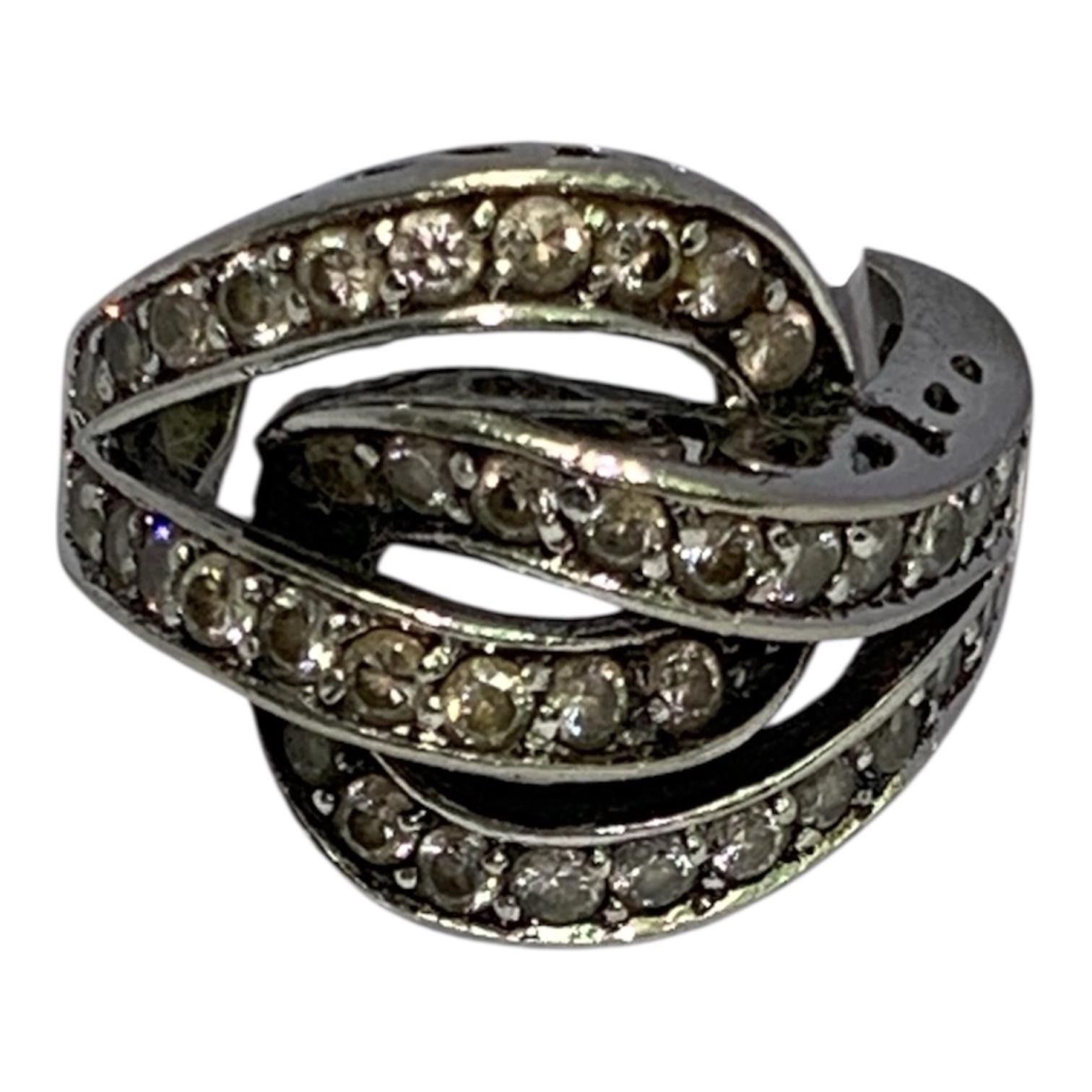 Solid silver with clear stones ring (marked 925).… - image 1