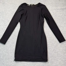 Bebe Dress Women XS Black Long Sleeve Bodycon Mini Sheath Cocktail Clubwear