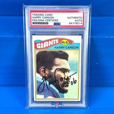 HARRY CARSON Signed 1977 Topps #146 Rookie RC Card Auto PSA Certified Giants HOF. rookie card picture