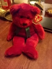 Vintage Retired Teddy Beanie Buddy Cranberry In Color 1998 Limited Great Rare
