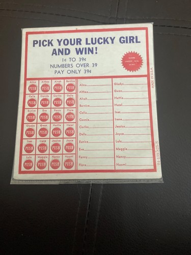 Pick Your Lucky Girl and Win Unused Unpunched Punch Card NEVER USED NOS