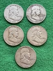Franklin Half Dollar Lot of 5 - 90% Silver - Wise Intrinsic Silver!