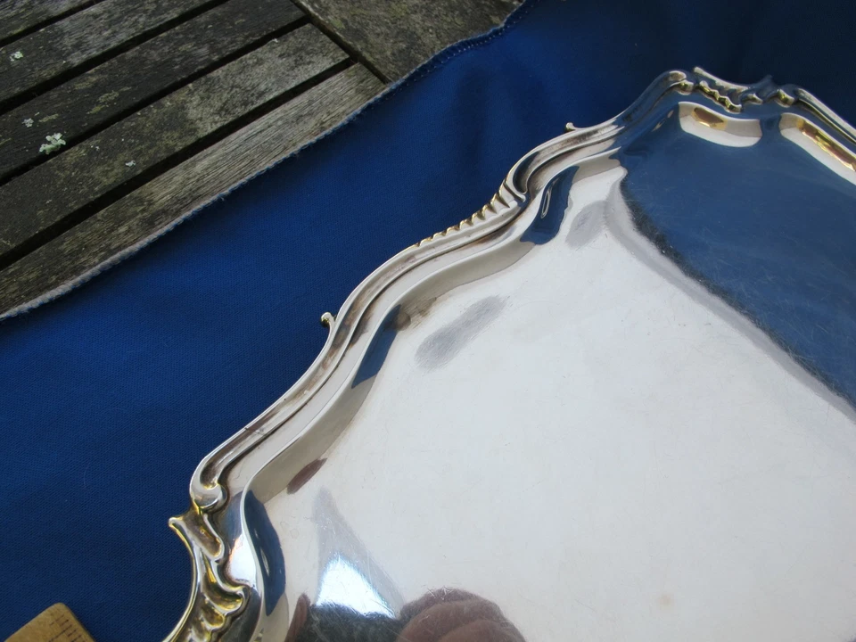 Fine 18th C DUTCH Silver Square SALVER-10 5/8 Inches-Wave Edge-LB-Gravenhage - Image 2 of 4