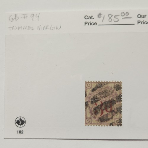 Great Britain #94 trimmed margin - CV $185 - Lot #4395