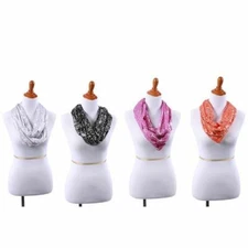 Infinity Scarf - Halloween Damask Pattern - Skulls -Pumpkins- Silver - Metallic 