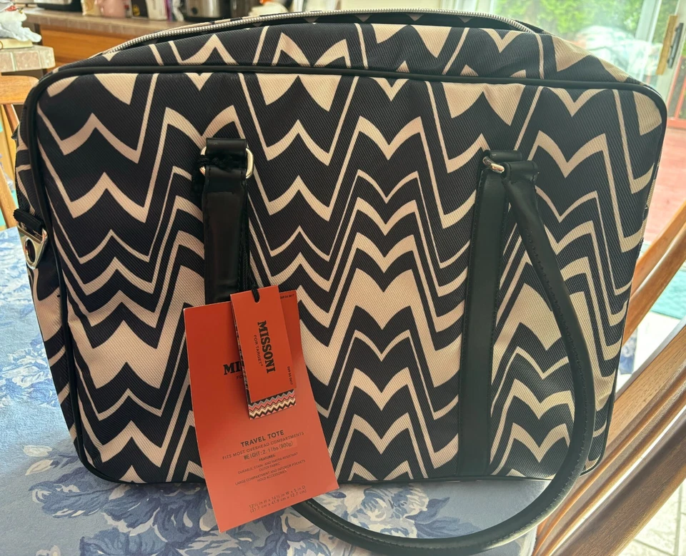 Missoni для целевой путешествий сумка с короткими ручками зигзаг ручная кладь черный/белый новый с Ярлыками читать описание - Изображение 3 из 3