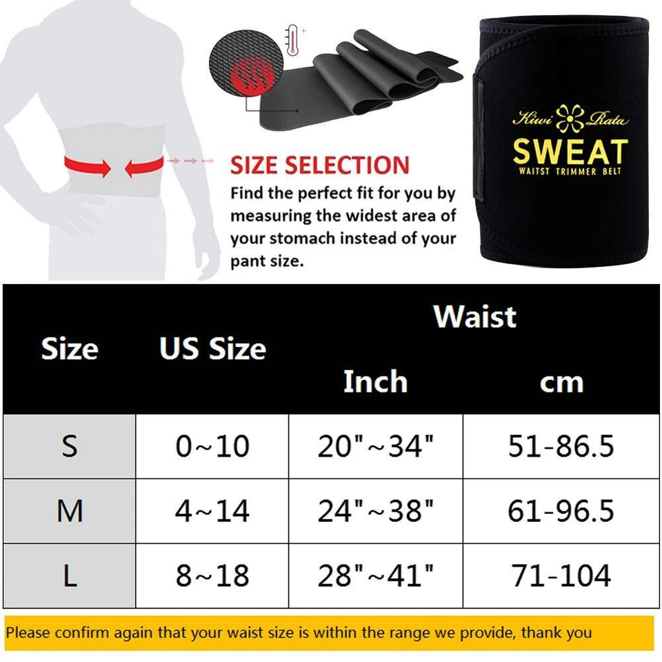 Men Women Shapewear Sweat Waist Cincher Trainer Body Shaper Neoprene Hot Belt HS - Image 2 of 4