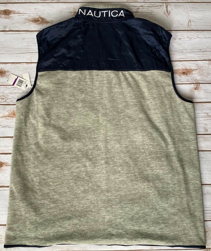 NAUTICA COLORBLOCKED OUTERWEAR FLEECE MIXED MEDIA VEST MENS XL NEW $98 - Picture 2 of 7