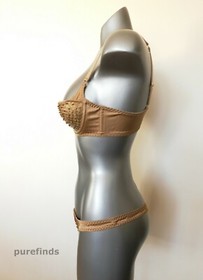 AGENT PROVOCATEUR SOIREE ASTRA SILK BRA 32D & THONG SIZE 2 UK 8 RRP &pound;720 NWT