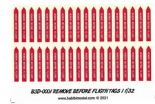 1/32 "Remove Before Flight" 3D Decal Set w. raised surface - Includes 36 Tags!