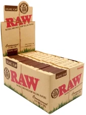 24 Pack Raw Organic Connoisseur Pack 1-1/4 Cigarette Rolling Papers & Tips 3216