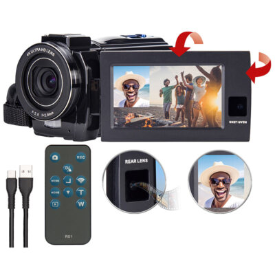 Somikon Dual-Lens-4K-UHD-Camcorder mit Sony-Sensor und FHD-Rückkamera