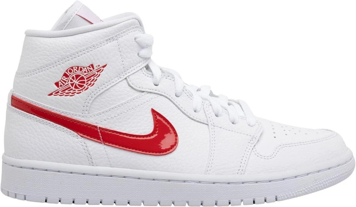 Jordan 1 Mid White University Red W for sale | eBay