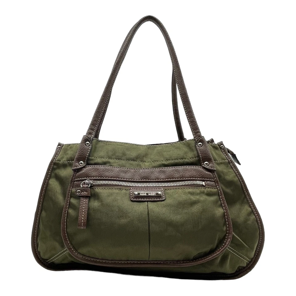 Bolso de Mano Bolso de Hombro Vintage Años 90 Y2K NINE WEST Mediano Nylon OLIVA NOS Foto 2 de 4