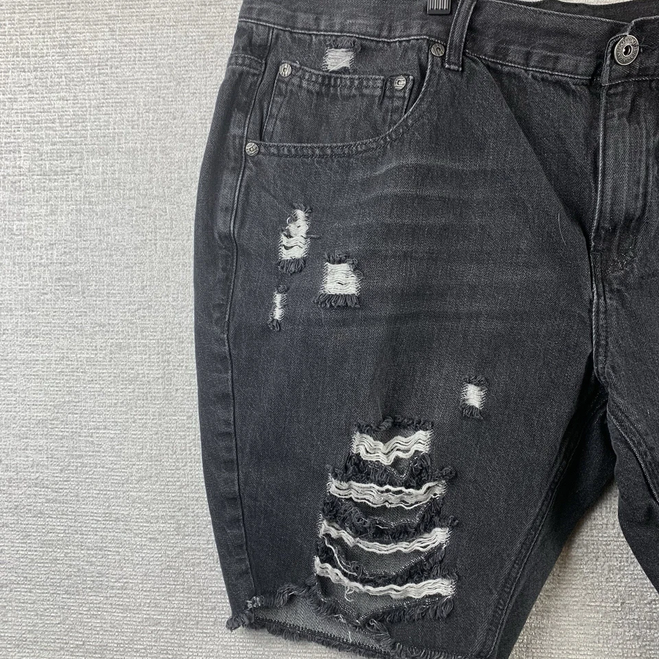 INC INTERNATIONAL CONCEPT состаренные джинсовые шорты мужские 40 черные разорванные острый панк - Изображение 2 из 4