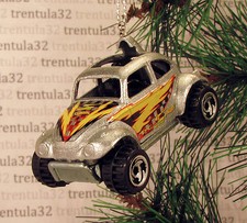 VW BAJA BUG VOLKSWAGEN BEETLE SILVER YELLOW CHRISTMAS TREE ORNAMENT XMAS