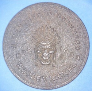 RARE: CHICAGO 1933 CENTURY OF PROGRESS WORLD's FAIR WOODEN NICKEL - *98692334 🌈