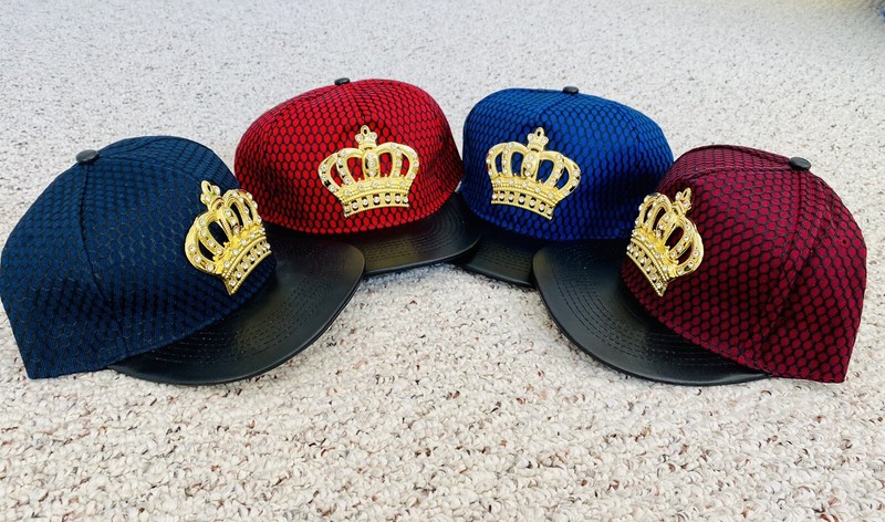 NEW Bling Crown Adjustable  Cap Hat Red Blue Gold Cz Crystals. Choose One.