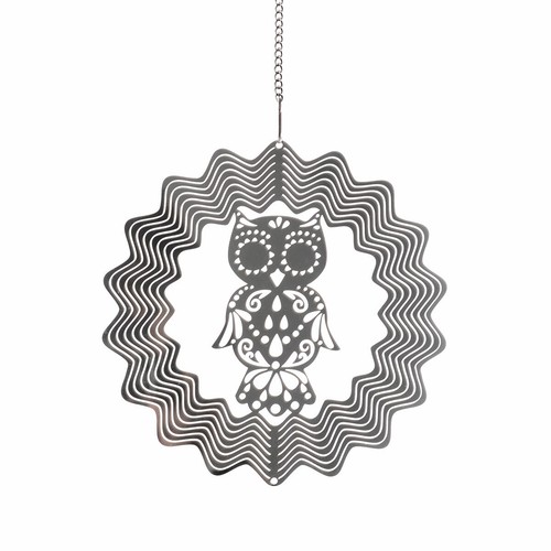 3D Wind Spinner Stainless Steel Owl Garden Decor Wind Chime Hanging Healing Gift - Picture 7 of 9