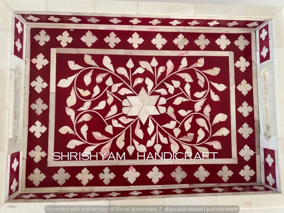 Handmade Beautiful Bone Inlay Serving Tray, Perfect for Hosting and Entertaining - Image 4 of 4