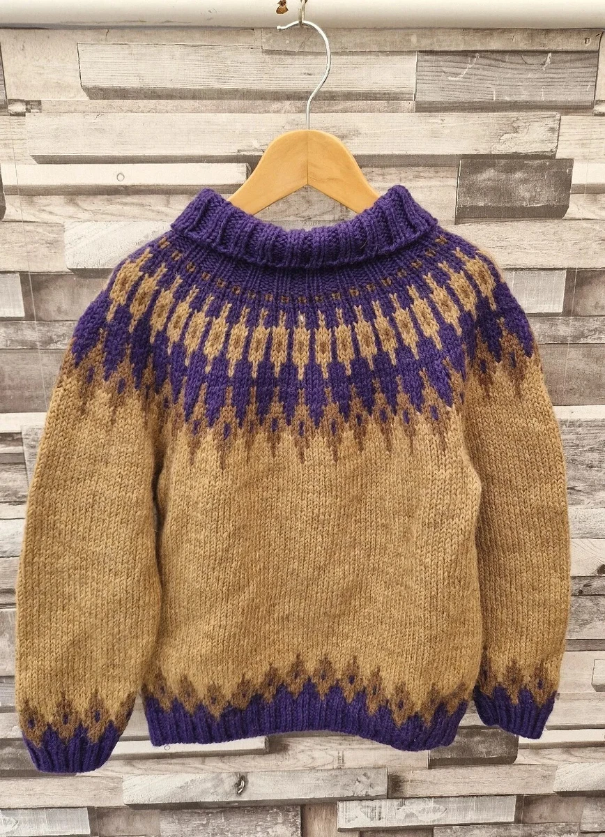 WOMENS/GIRLS PETITE VTG 90S ICELANDIC FAIRISLE PATTERN WINTER WOOL KNIT  JUMPER 4 | eBay