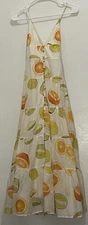 Edie Parker® X J.Crew Button Front Tiered Maxi Dress in Limes and Oranges Sz XXS