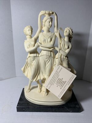 イタリア製 Classic Figure A.Santini 【GWプライス】 A. Santini Alabaster Sculpture Three Graces Dancing Italy Original