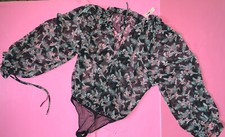 Victoria's Secret S,M,L ROMPER TEDDY one-piece bodysuit black Pink Green Chiffon