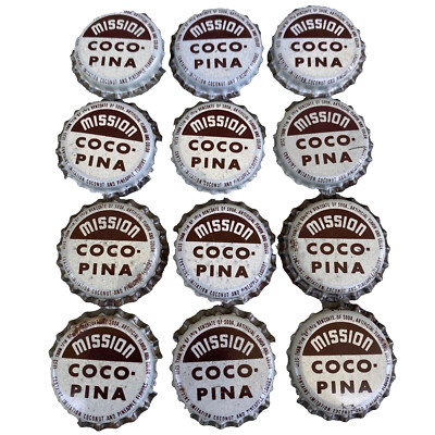 12 Mission Coco-Pina Corklined Soda Bottle Cap Crown Unused Vintage Jewelry Art 