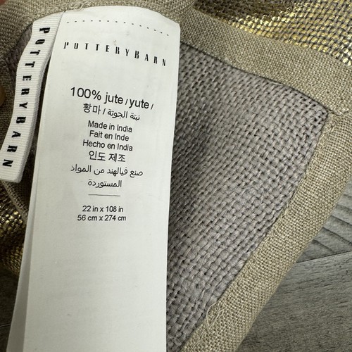 Pottery Barn Metallic Jute Table Runner Gold 22”x108" Large NWOT - Picture 3 of 5