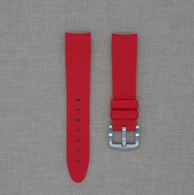 Tempomat 20mm Gebogen Rot Gummiband, Für Rolex Submariner, Swatch Omega Mond