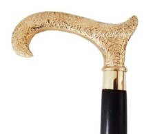 Antique Solid Brass Designer Derby Head Handle Victorian Style Wood WalkingCane
