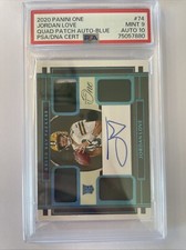 2020 Panini One Quad Patch Auto Blue Jordan Love Rookie Auto 01/35 PSA 9 AUTO 10
