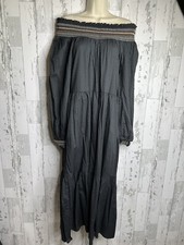 NWT Universal Thread Women's Dark Gray Embroidered Long Peasant Dress Size Small