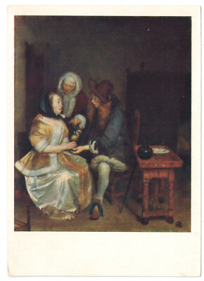 POSTCARD Gerard ter Borch painting Dutch Golden Age Hermitage Museum Russia art
