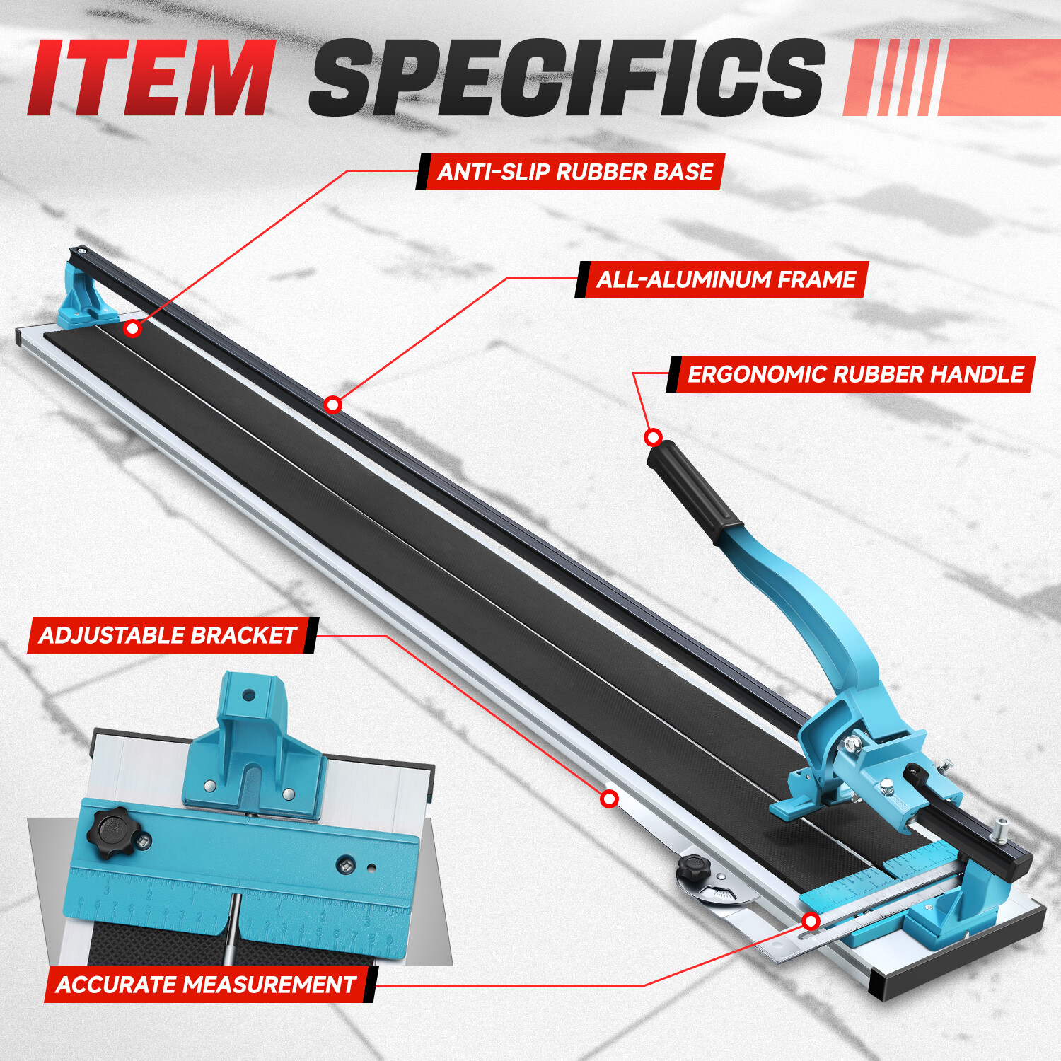 48" 60 Degree Professional Manual Tile Cutter Hand Tool Ceramic Floor Porcelain
