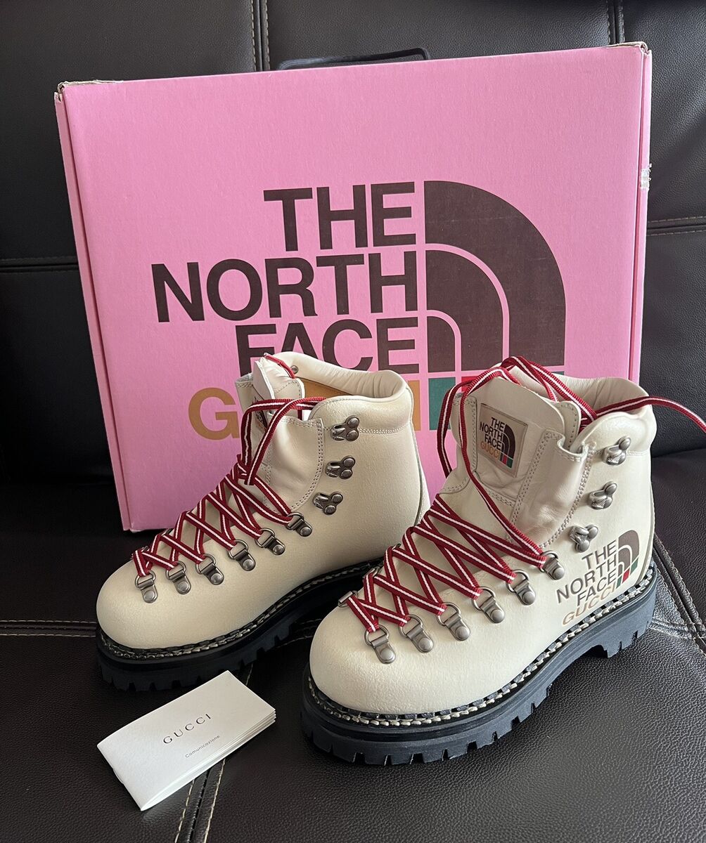Gucci x The North Face Hiking Lace Up Leather Boots Ivory Gucci x The North Face Hiking Lace Up Leather Boots Ivory
