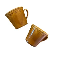 Vintage Tea Cup Mug Homer Laughlin Conventry Castilian 6oz Brown Orange Set of 2