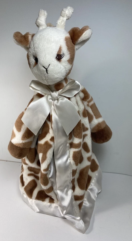 Cobertor de segurança Bearington Baby marrom e branco girafa Lovey forrado de cetim 16 pol - Imagem 4 de 4