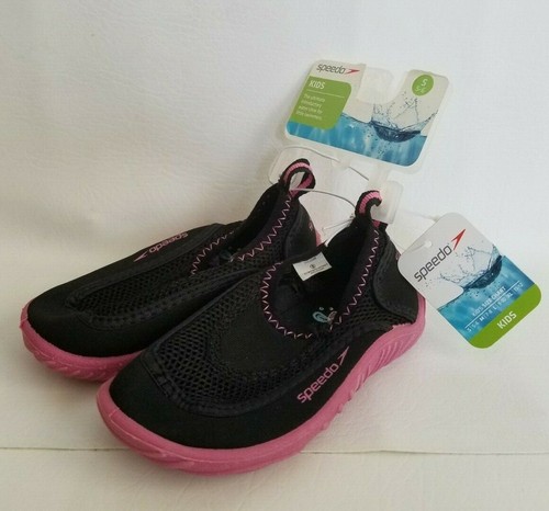Speedo Kids Girls Water Shoes Jersey Mesh Two Colors (Pink/Black) 4 Sizes NEW - Picture 2 of 16