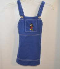 Vtg 70s Disney Mickey Mouse Denim Overall Dress Embroidered 5 Girls Jc Penney