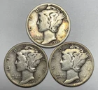 1939, 1939-D and 1939-S 10C Mercury Dimes 90% Silver