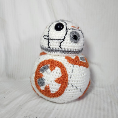 Handmade Crochet Droid Plush 12  BB8 Inspired Amigurumi Toy Sci Fi Robot