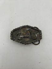 Vintage Great American Buckle Company Motorcycle Chain Pewter 1981 Belt Buckle