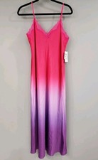 NEW INC Intimates Slip Dress Night Gown MAXI OMBRE HOT PINK lingerie sleep